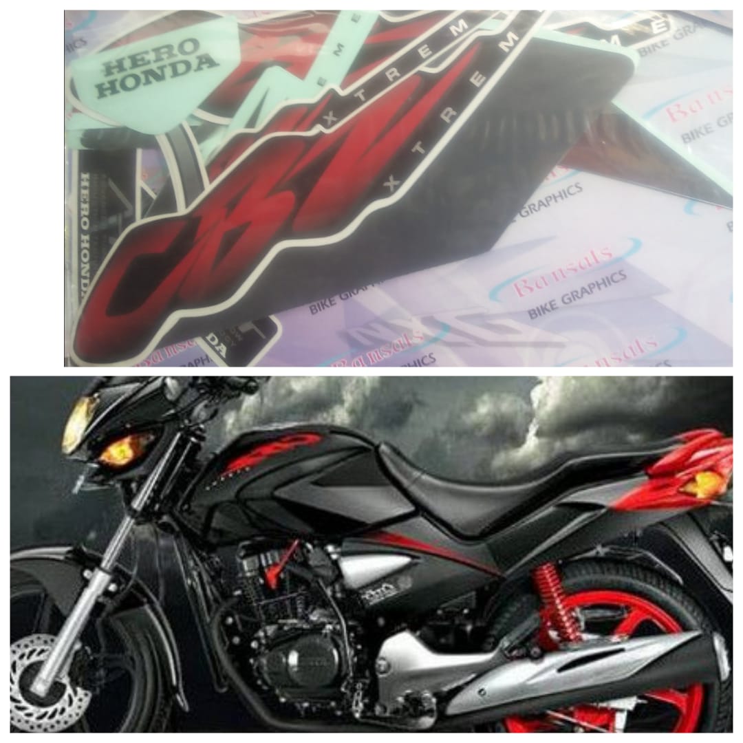 Hero Honda Cbz Xtreme old Black tank full set sticker