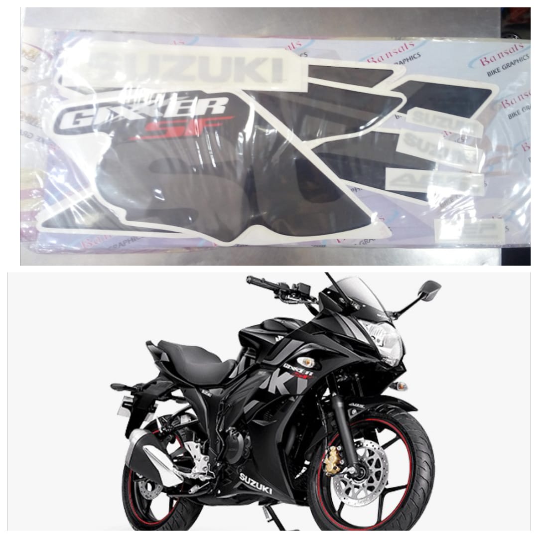 Suzuki Gixxer Sf black tank full set sticker