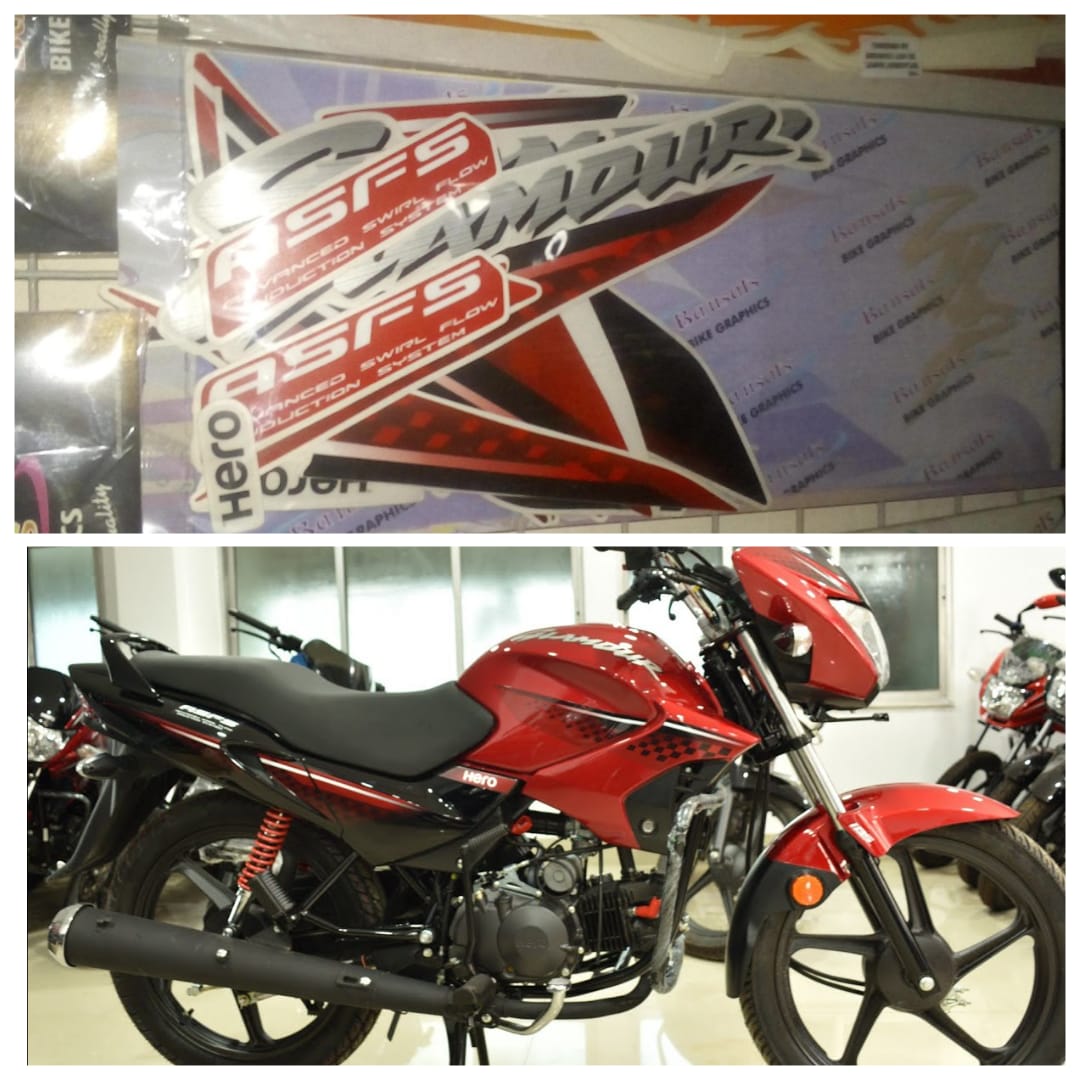 Hero Glamour Red tank full set sticker