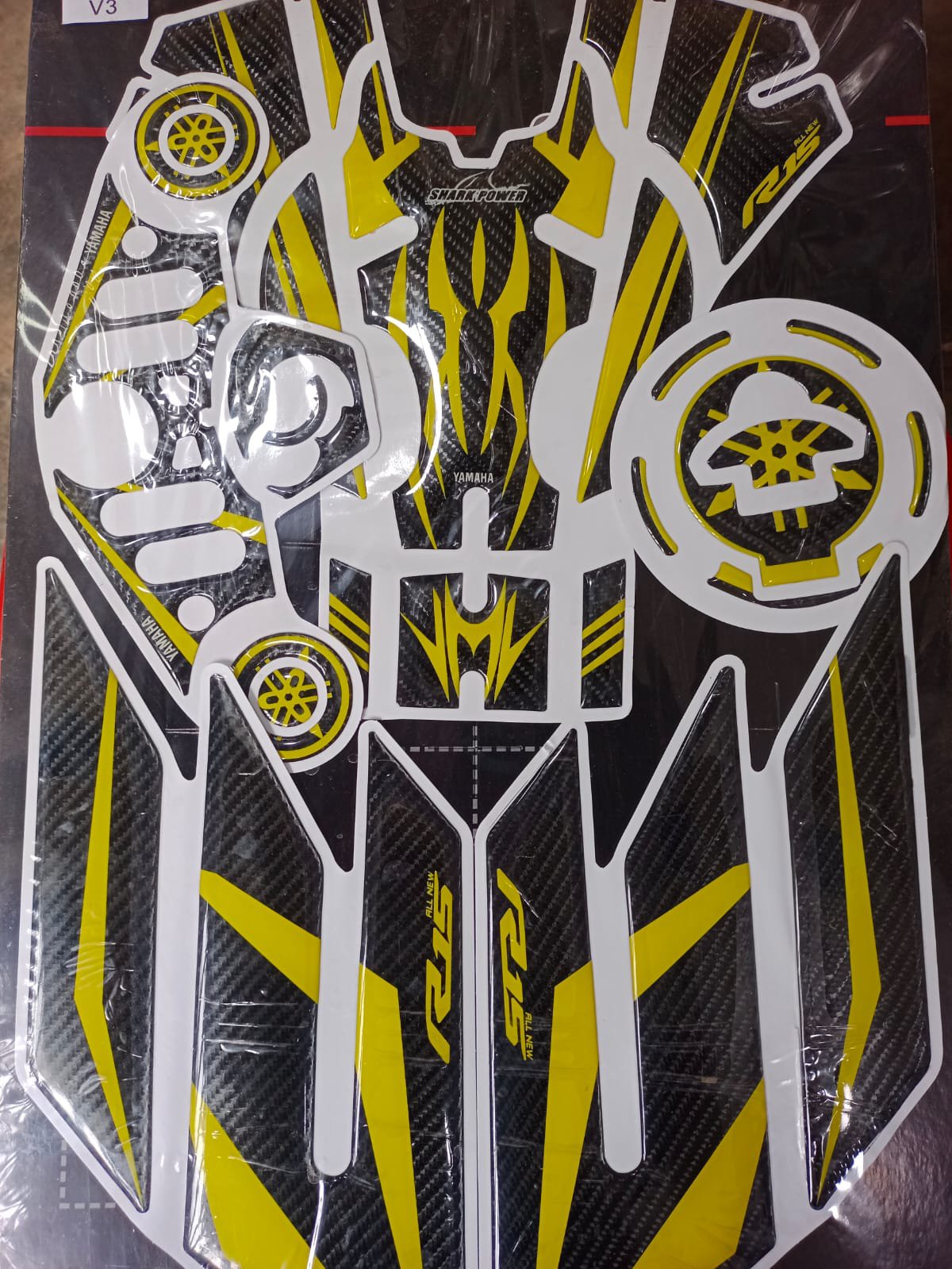 R15 V3 yellow & black colour tank pad sticker