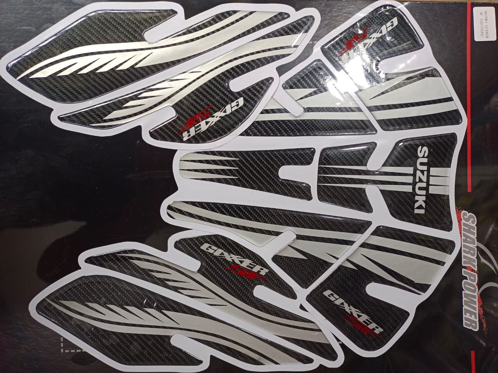 Gixxer SF fi silver & black colour tank pad sticker