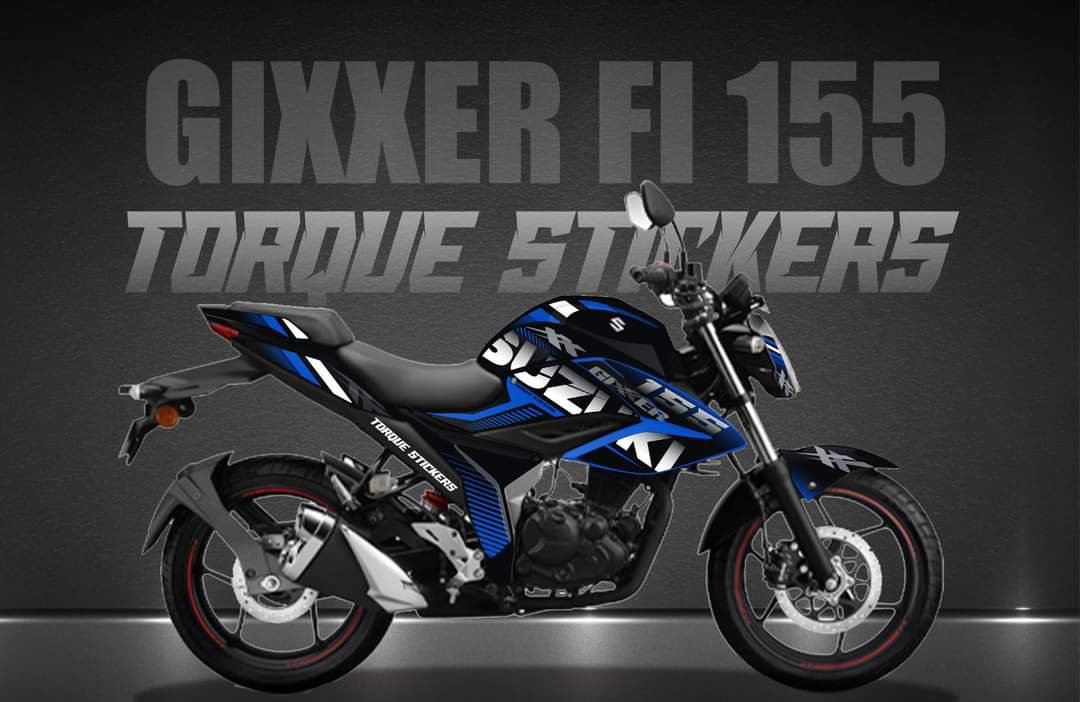 Gixxer fi blue colour graphics full set sticker