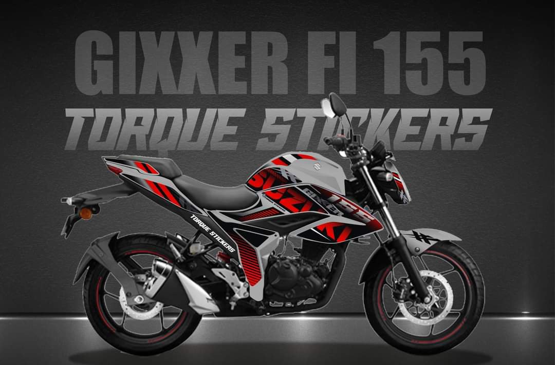 Gixxer fi red colour graphics full set sticker