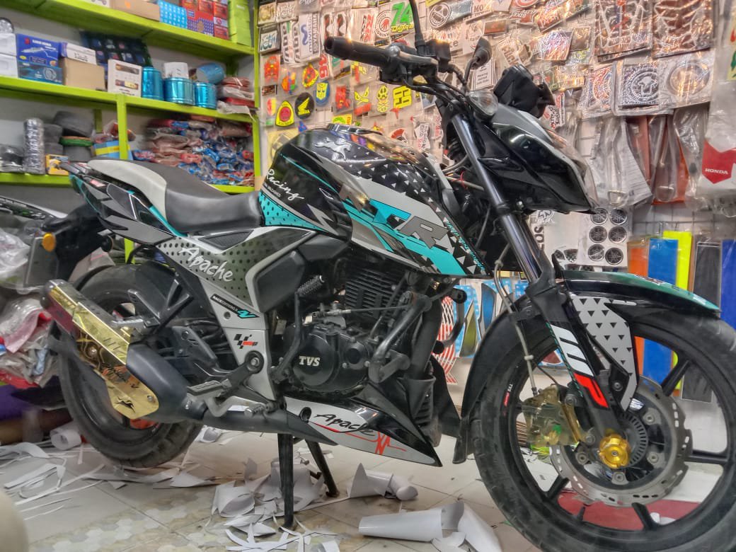 4v bike graphics black colour full set sticker