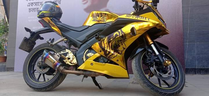 R15 v3 golden colour graphics sticker
