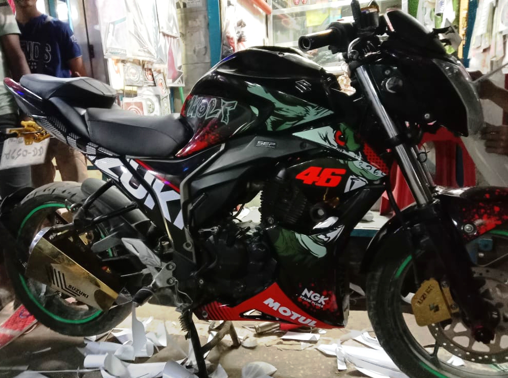Gixxer Black Bike full graphics sticker