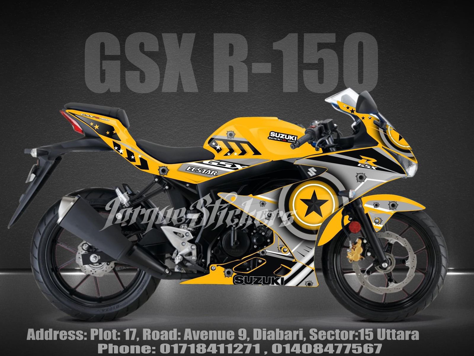 gsxr modify decal sticker yellow colour