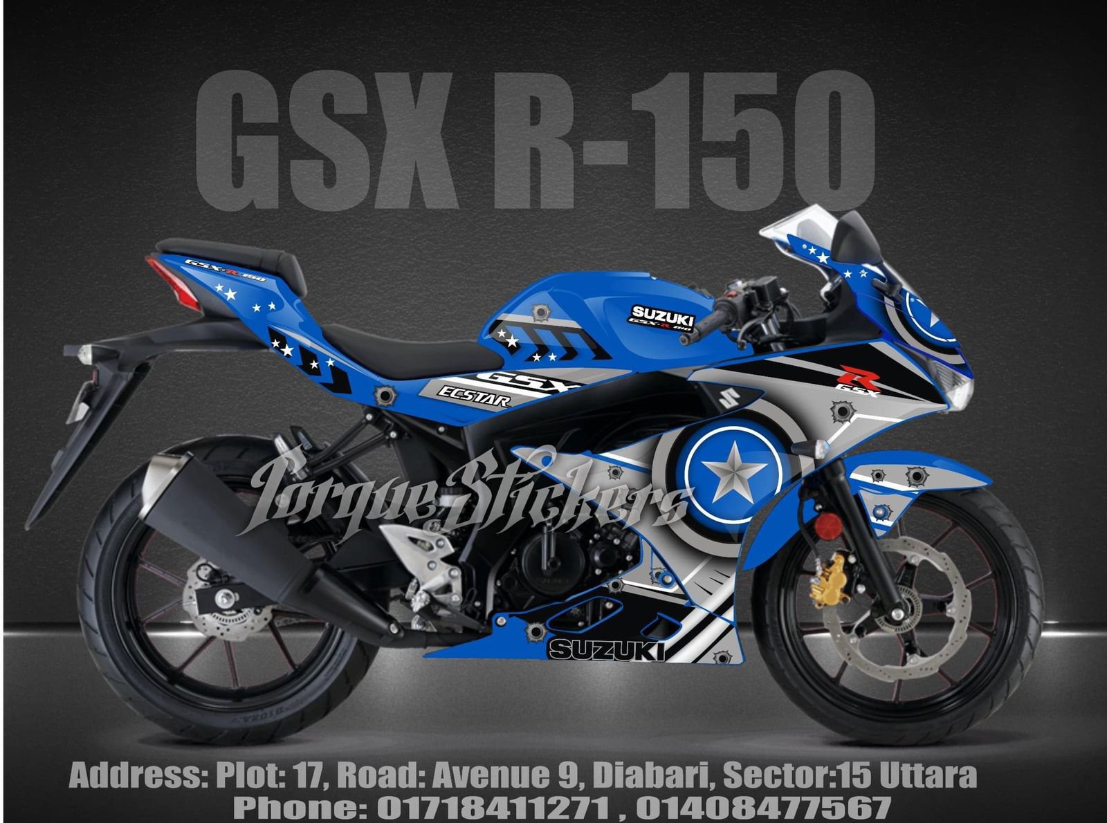 gsxr decal modify full set sticker blue colour