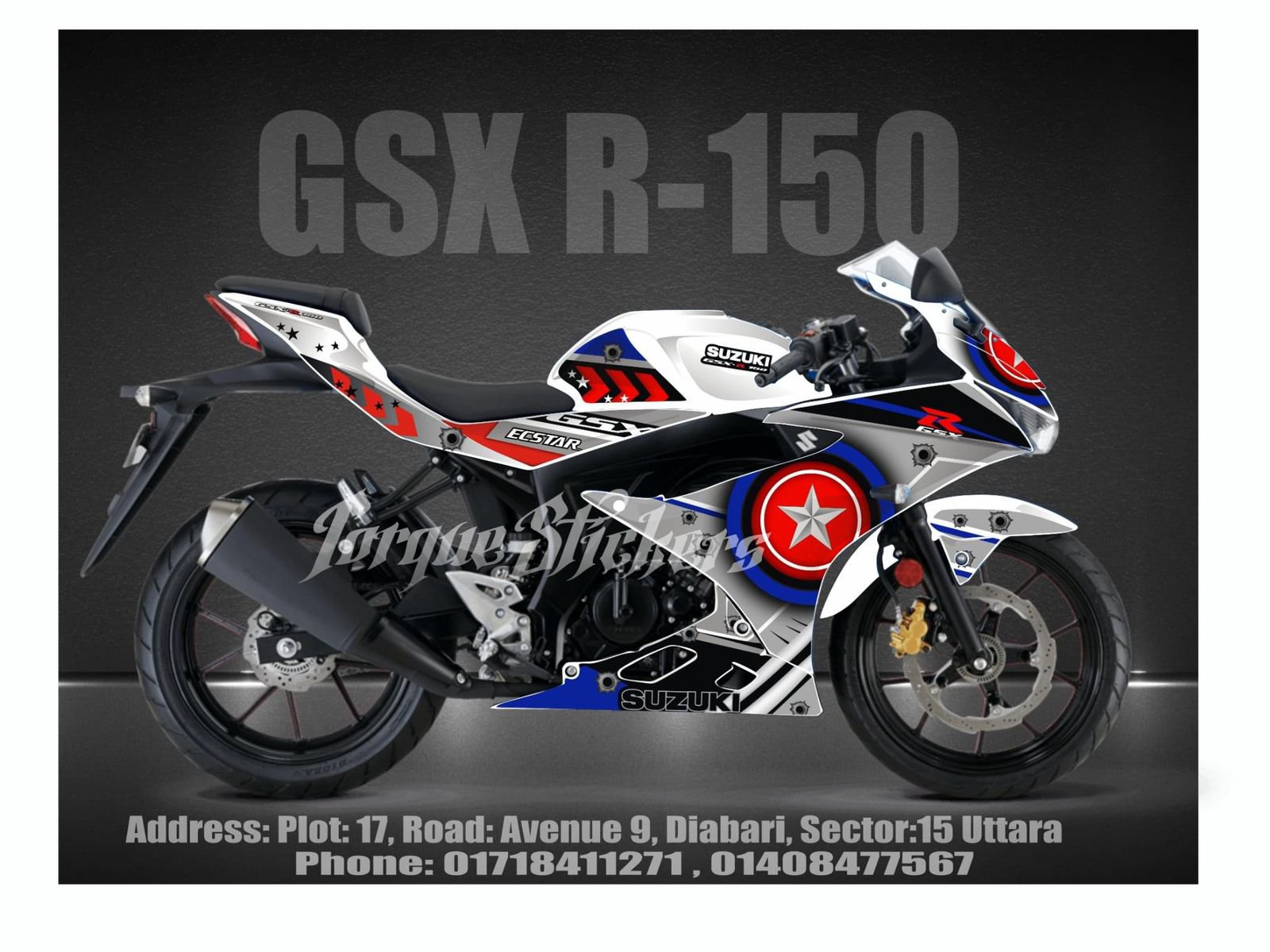Sticker Gx360 gsxr decal modify sticker full set white colour - Bike Spares Bd
