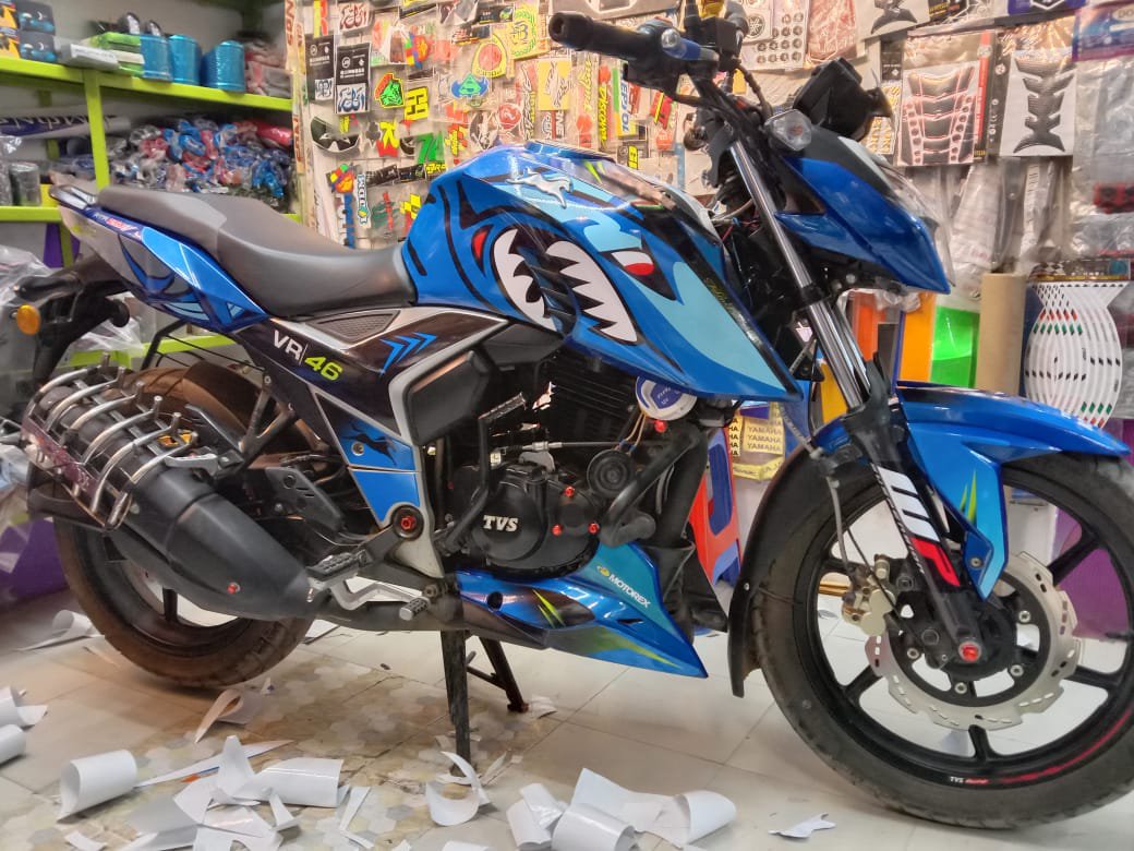 4v shark decal blue colour sticker