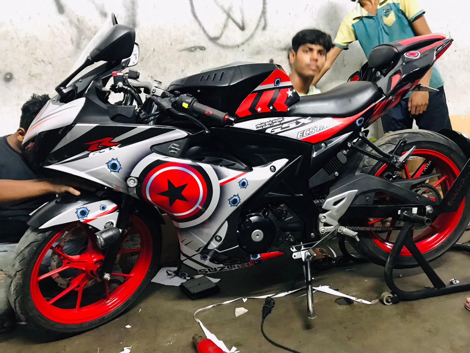Gsxr new mr America model red bike decal sticker