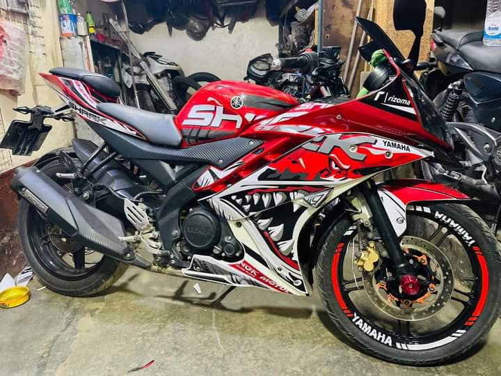 r15v3 red bike shark model decals sticker set
