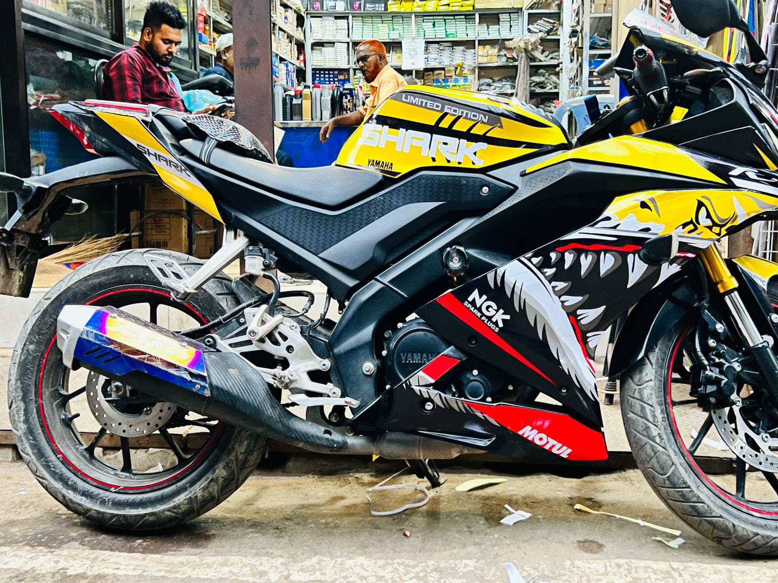 r15v3 shark model yellow bike decals sticker set