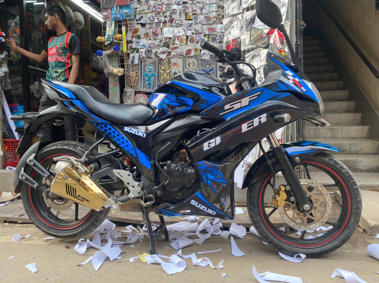 Gixxer SF old model blue decal sticker