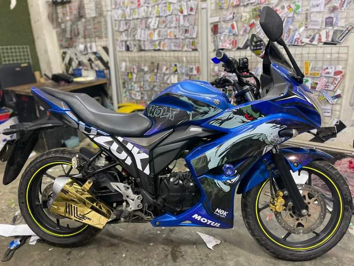 Gixxer sf old wolf model blue decal sticker