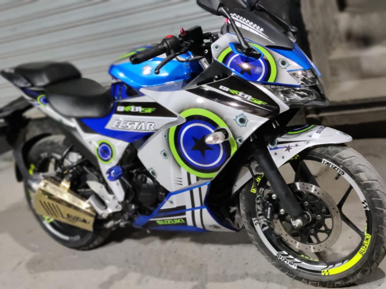 Suzuki gixxer sf fi blue Mr america model decals sticker set