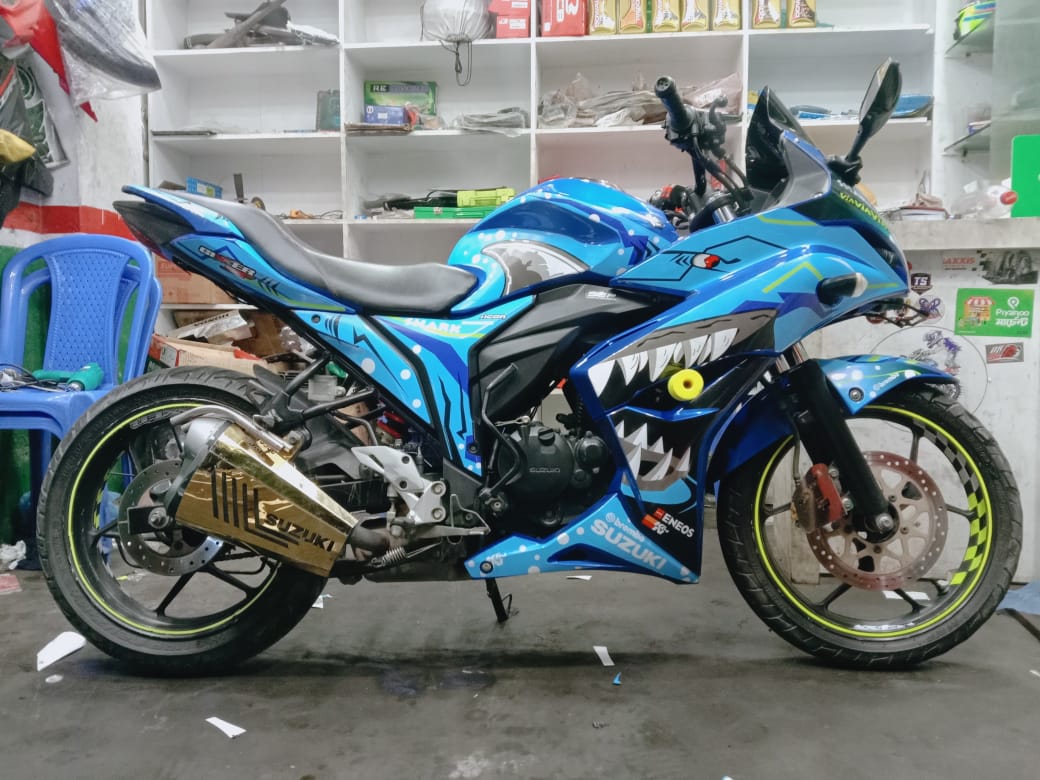 Suzuki gixxer sf old model shark blue decals sticker