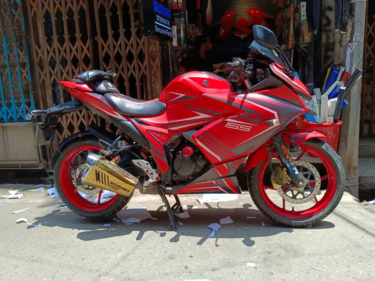 Suzuki gixxer sf fi red decals sticker set