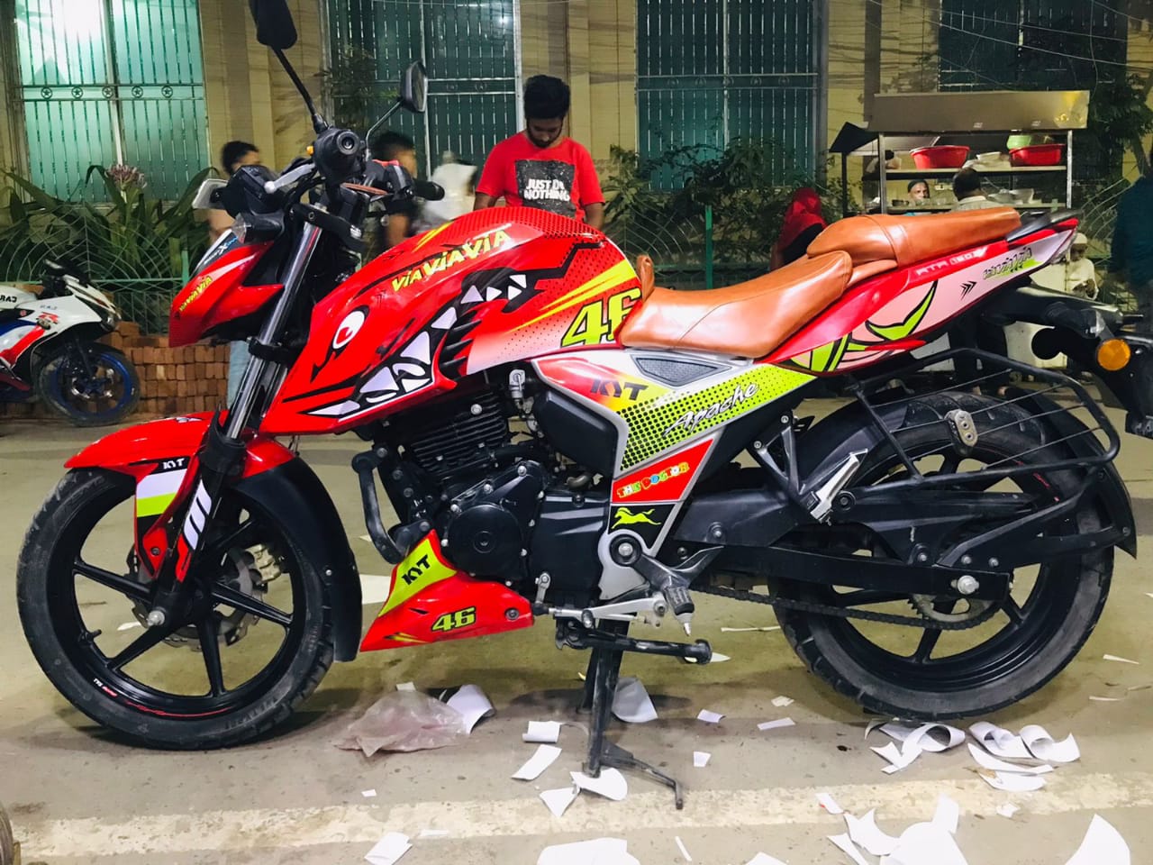 Tvs 4v shark mode red decals sticker set