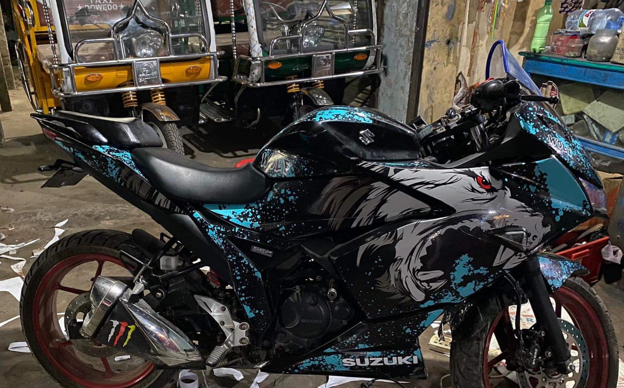 Suzuki gixxer sf fi wolf blue decals sticker set