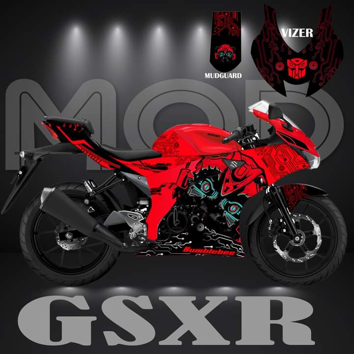 Suzuki GSXR transformer model red decals stickers