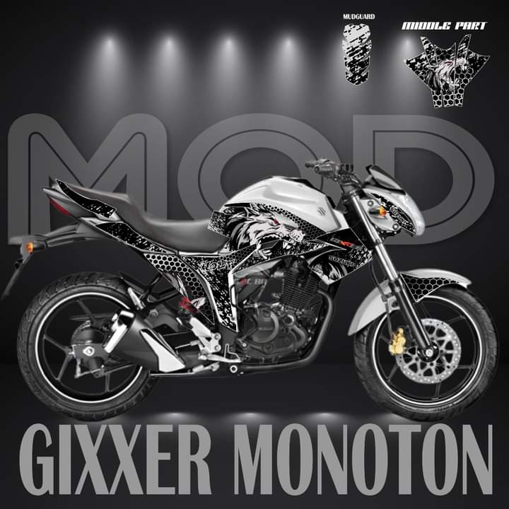 Suzuki Gixxer monotone wolf model decal sticker set