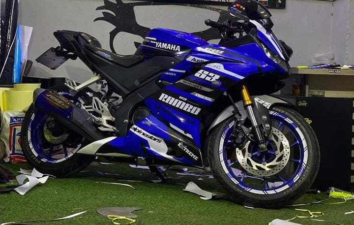 Yamaha R15v3 blue model decals sticker set