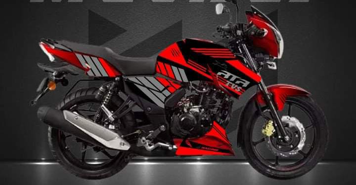 Tvs rtr 2v black red model decals sticker set