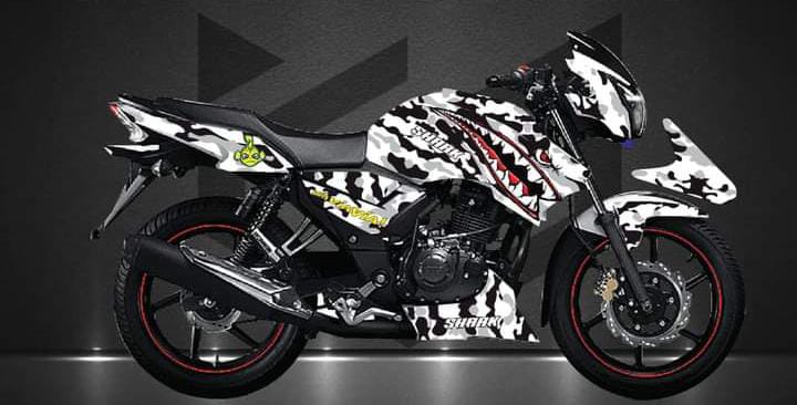 Tvs rtr 2v shark model white decals sticker set