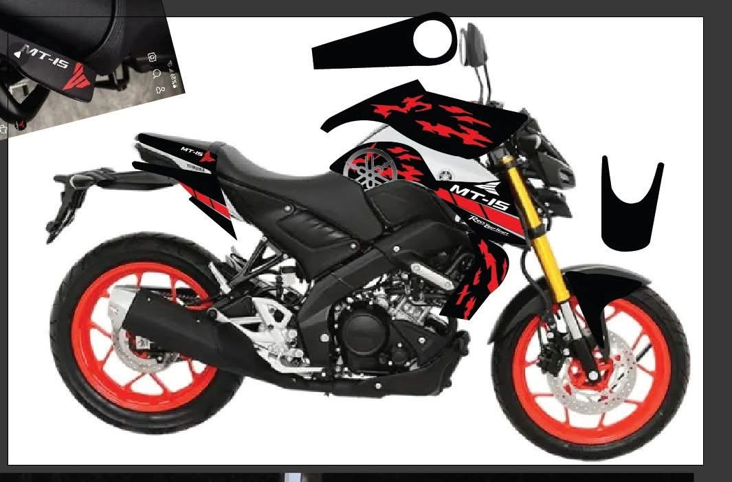 MT15 red and black colour decals sticker