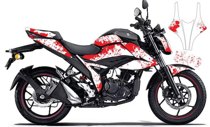 Gixxer fi white x red colour decals sticker