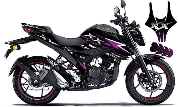 Gixxer fi black x purple colour decals sticker