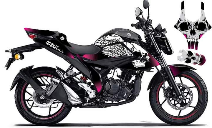 Gixxer fi black skeleton decals sticker set