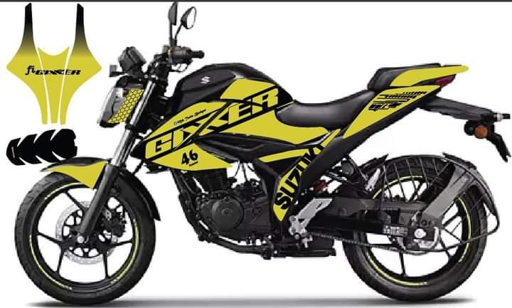Gixxer fi light yellow colour decals sticker