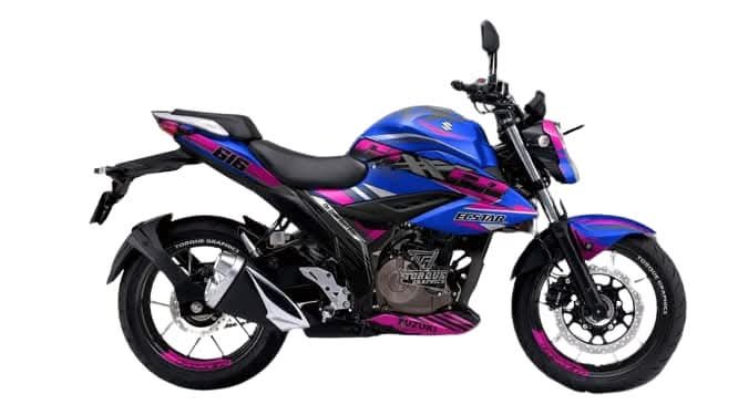 Gixxer fi blue x pink colour decals sticker