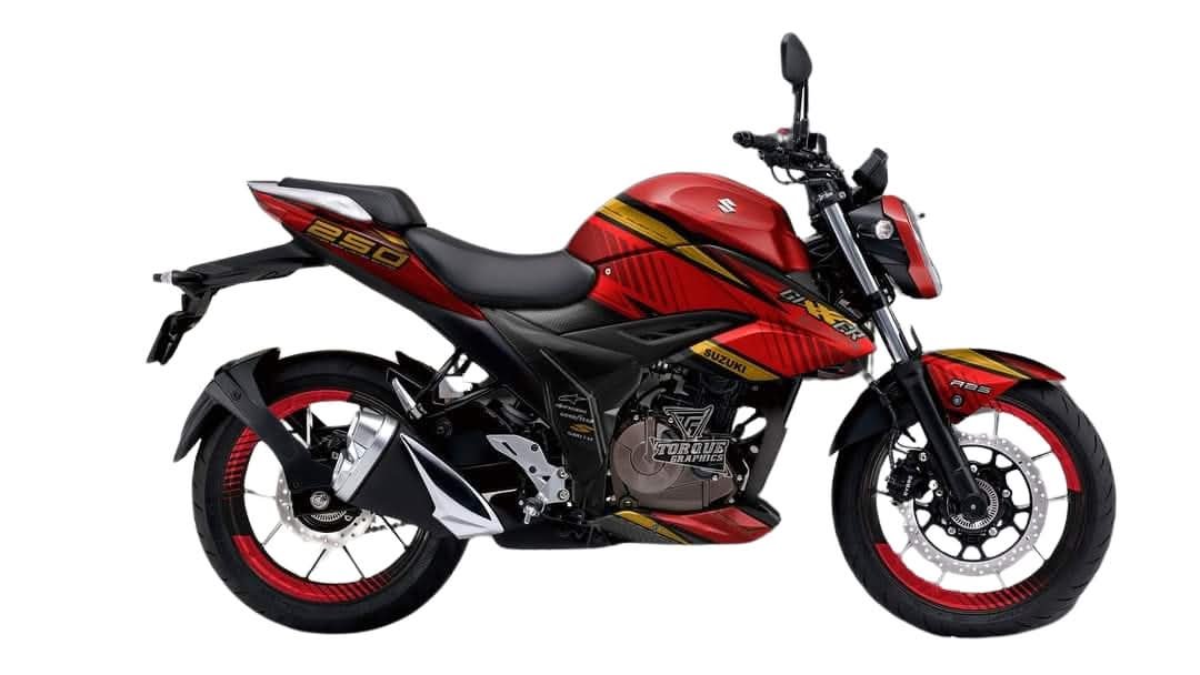 Gixxer fi red colour decals sticker