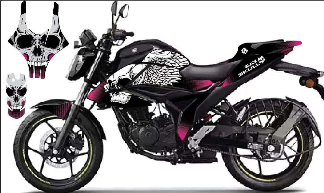 Gixxer fi black colour decals sticker