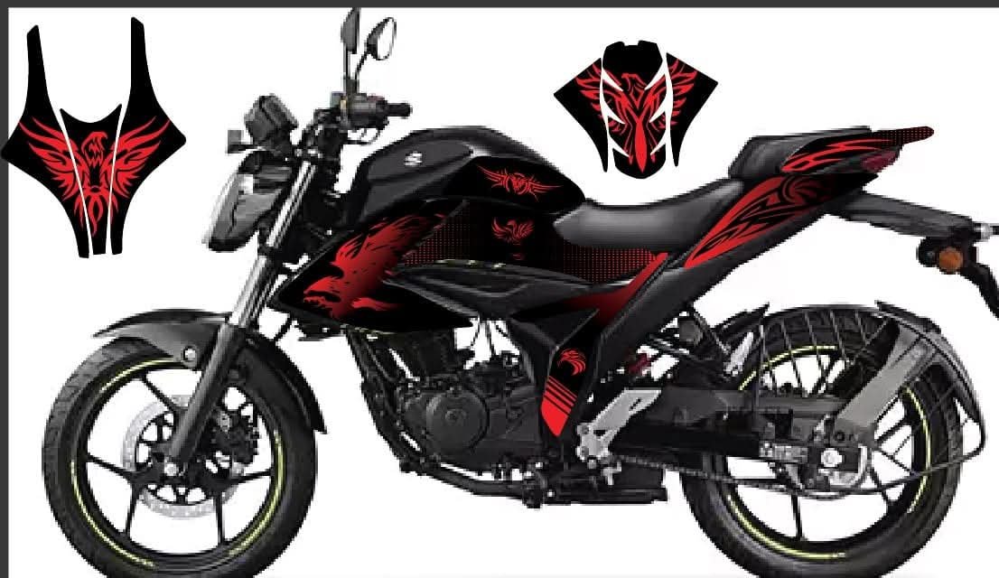 Gixxer fi black x red edition decals sticker