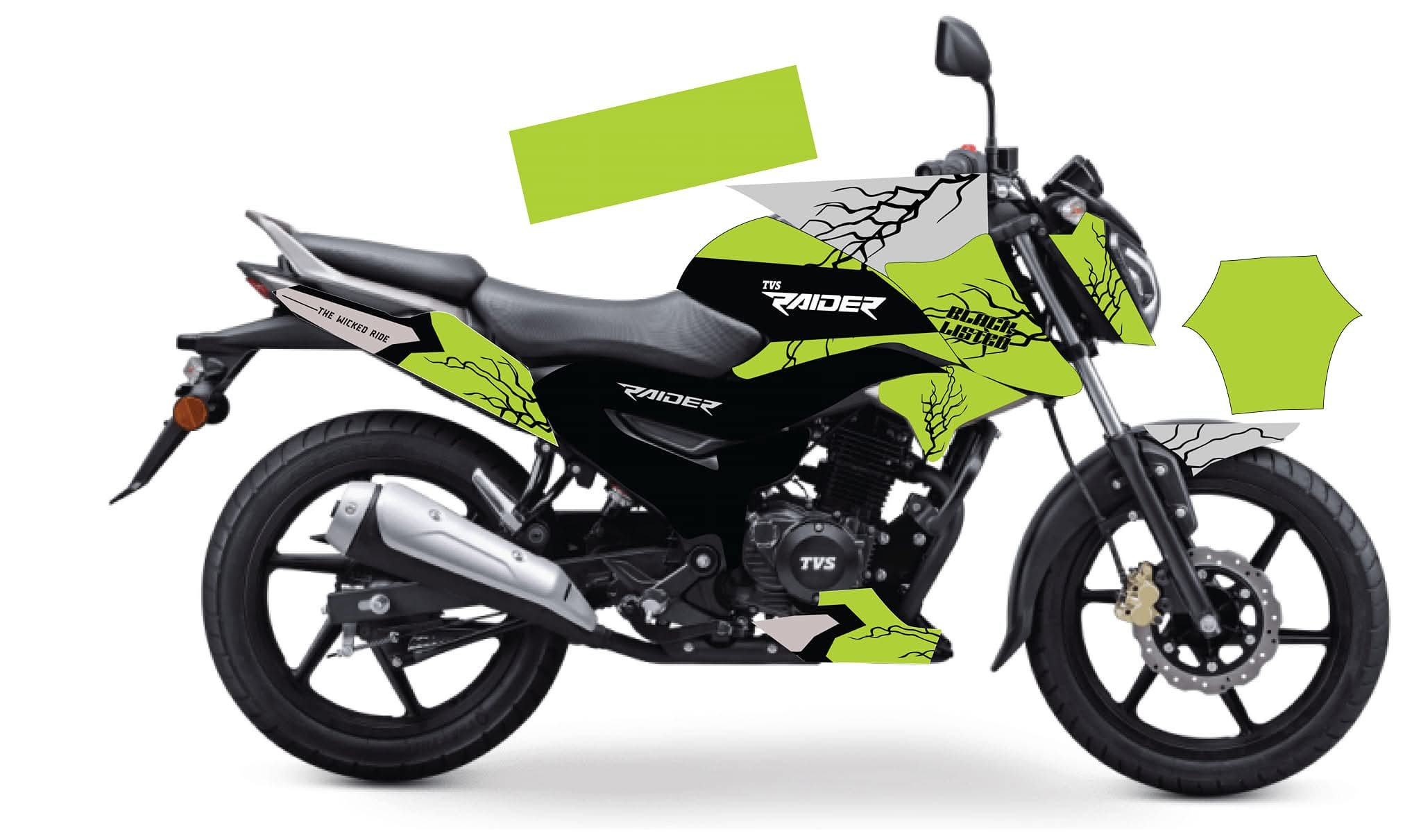 Tvs raider lime green colour decals sticker