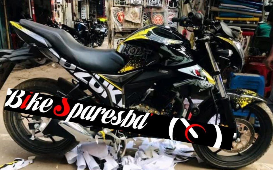 gixxer monotone yellow colour decals sticker set