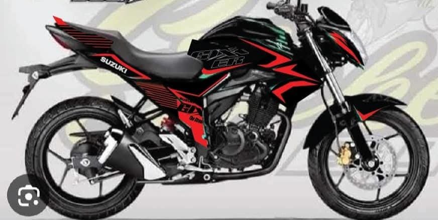 gixxer monotone black x red colour decals sticker set