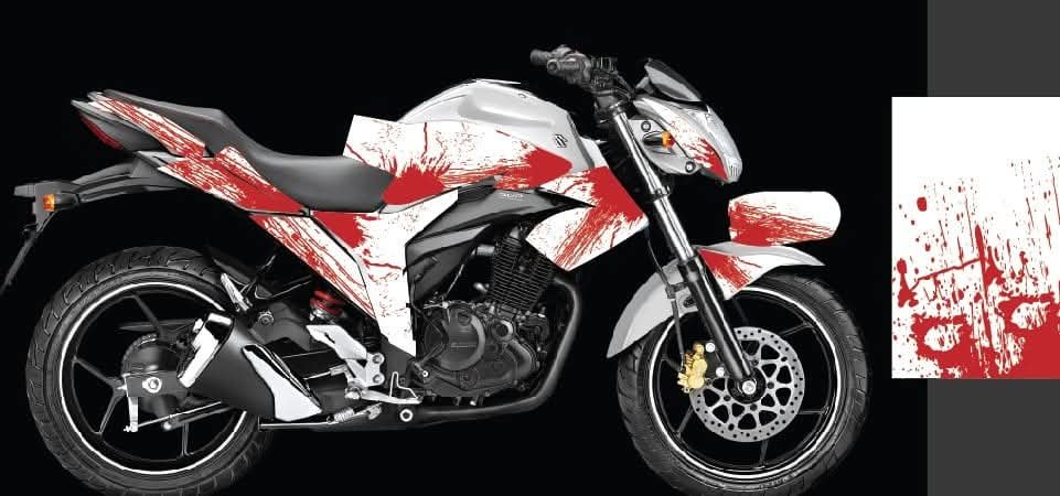 gixxer monotone white colour premium edition decals sticker set