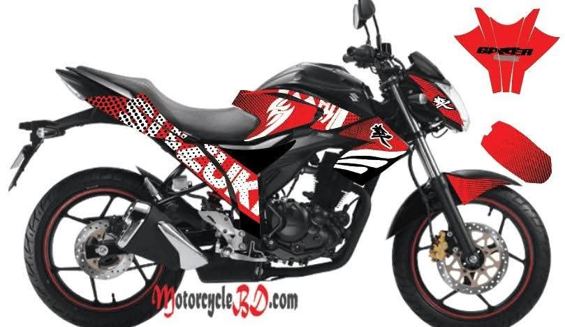 gixxer monotone red colour decals sticker set