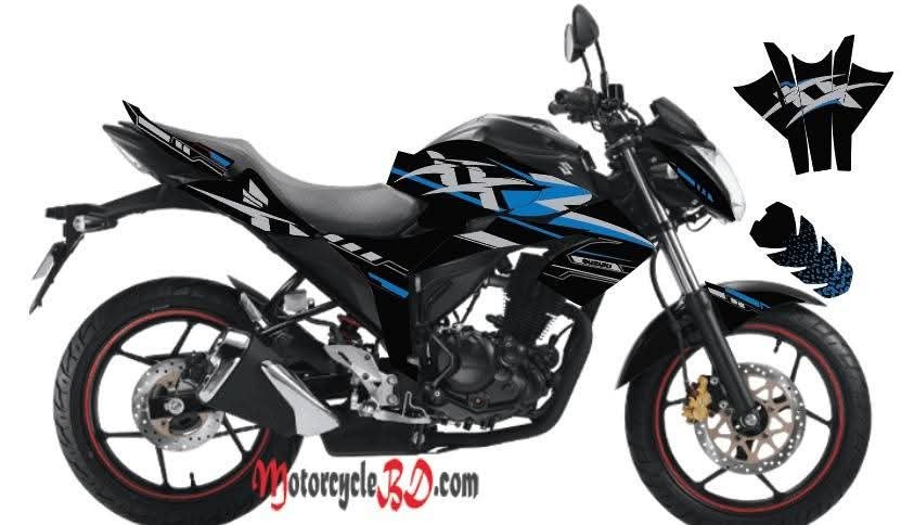 gixxer monotone light blue colour decals sticker set