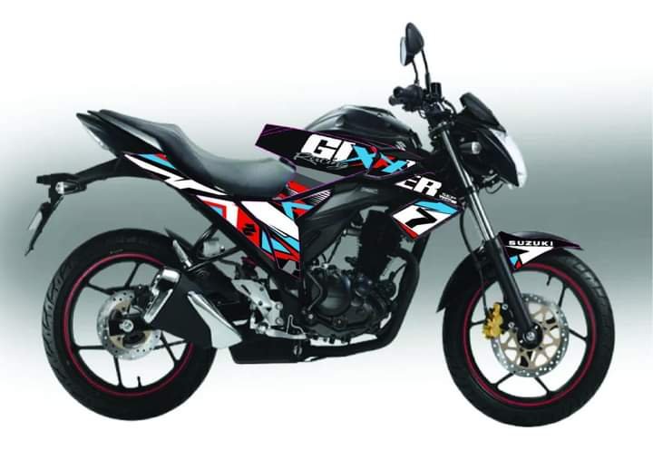gixxer monotone black colour premium decals sticker set