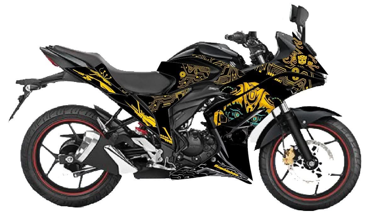 gixxer sf old model yellow colour premium decals sticker set