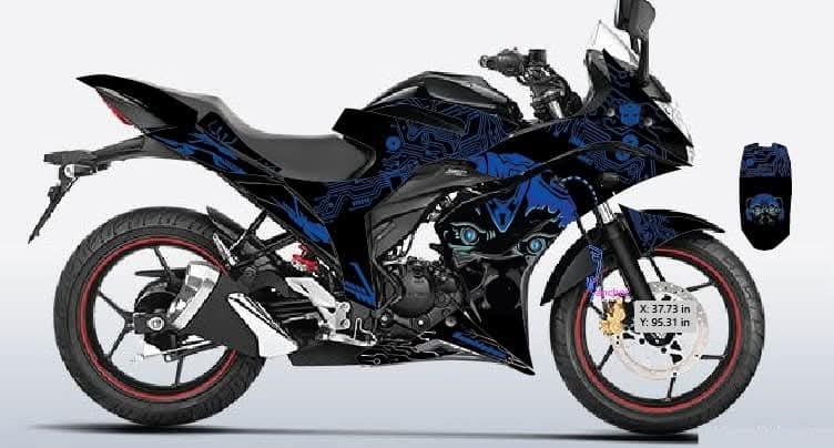 gixxer sf old model black colour premium decals sticker set