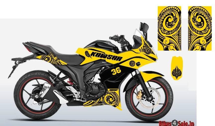 gixxer sf old model yellow colour premium decals sticker set