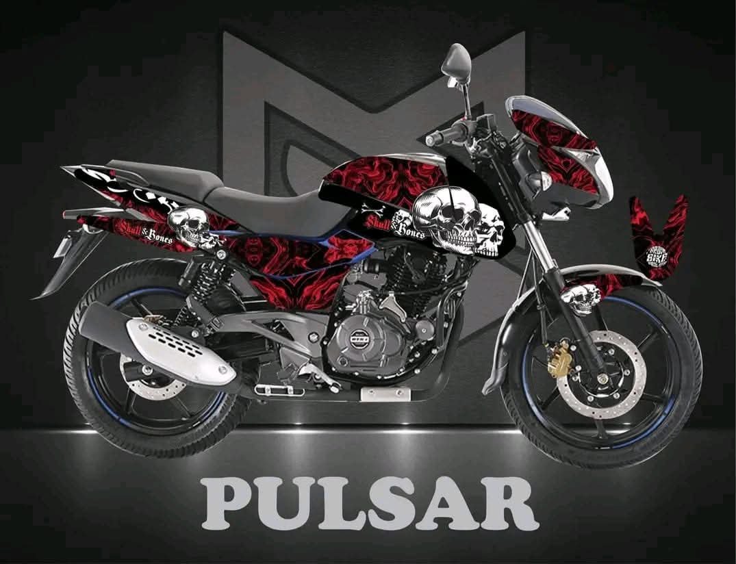 pulsar red colour skeleton design premium decals sticker set