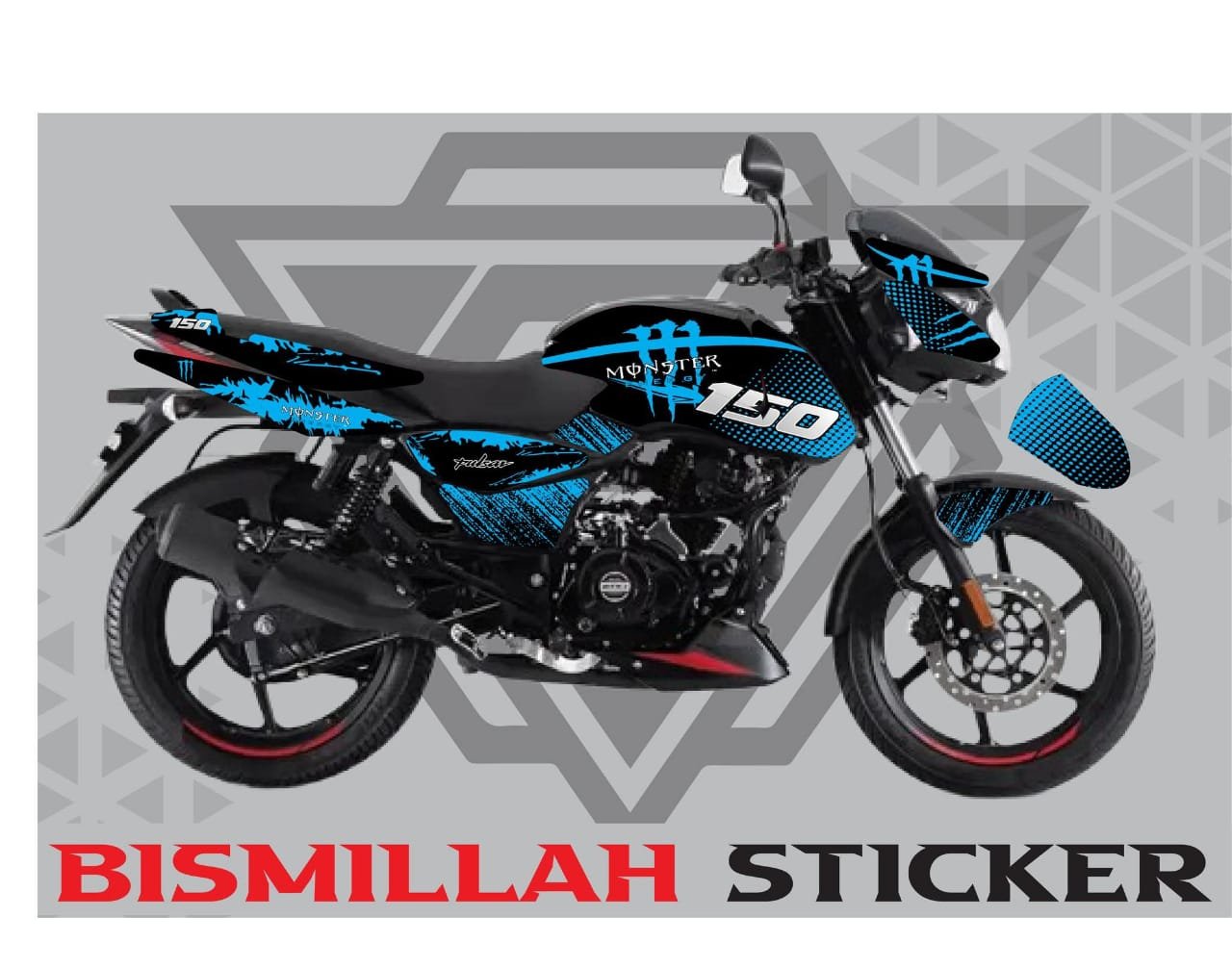 pulsar light blue colour super mod decals sticker set